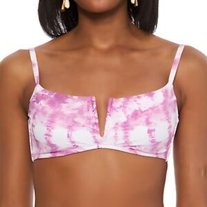 Bar III Summer Striped Tie Dye Bathing Suit Bikini Top NWT Purple Fuchsia